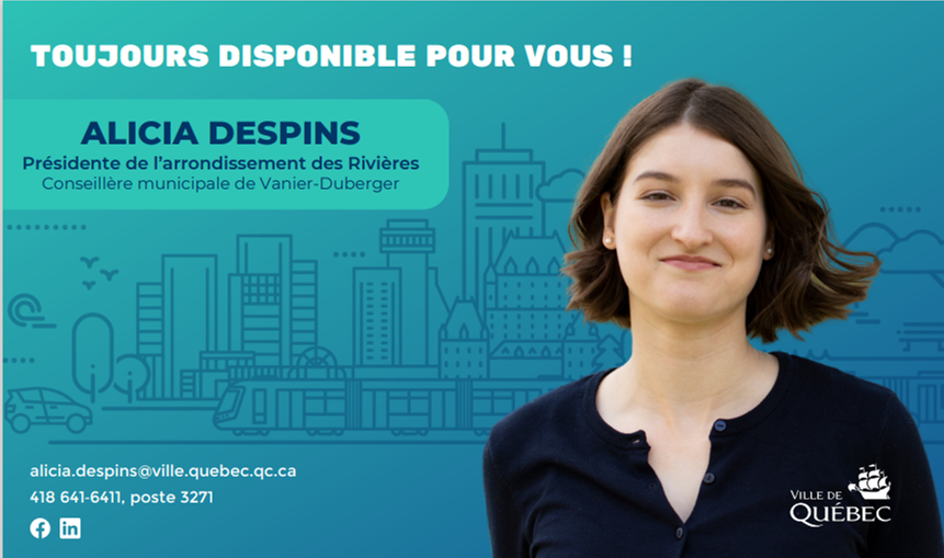 Alicia Despins, présidente de l'arrondissement des Rivières